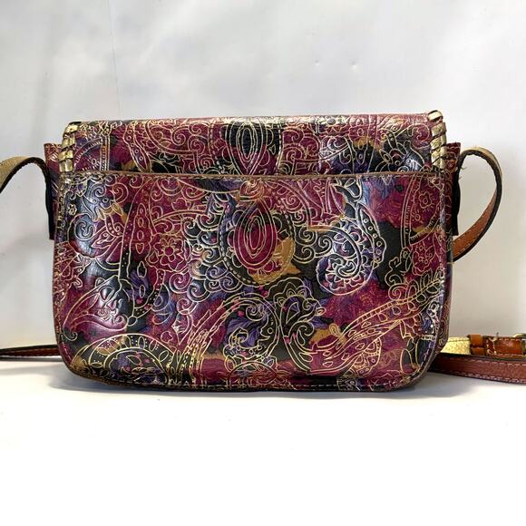 PATRICIA NASH Leather Metallic Tooled Lace Beaumont Flap Crossbody Bag in Multi - Picture 4 of 15